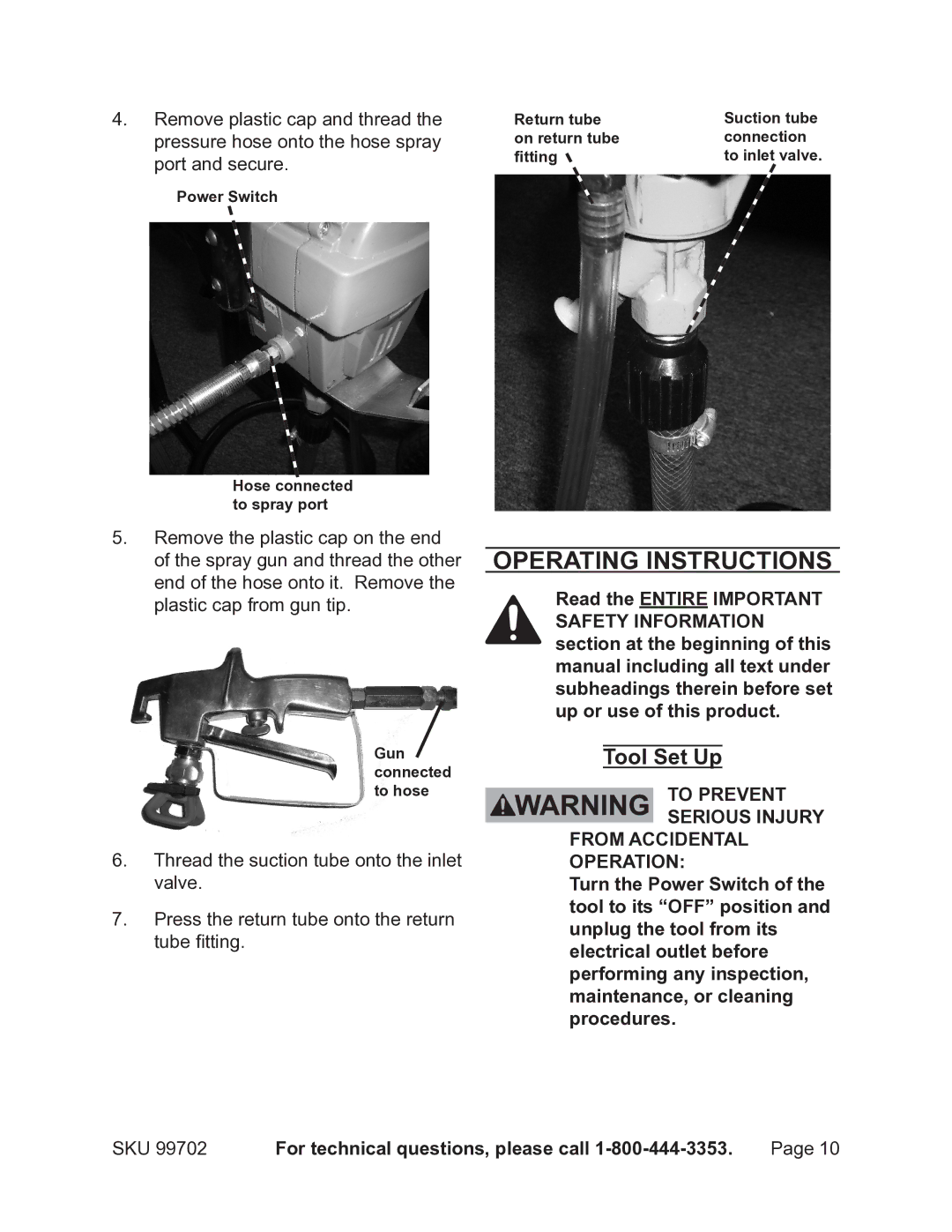 Chicago Electric 99702 operating instructions Operating Instructions, Tool Set Up 