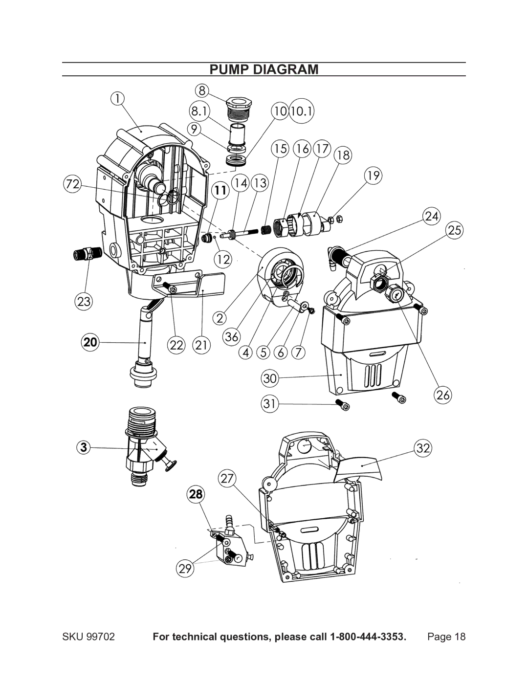 Chicago Electric 99702 operating instructions Pump diagram 