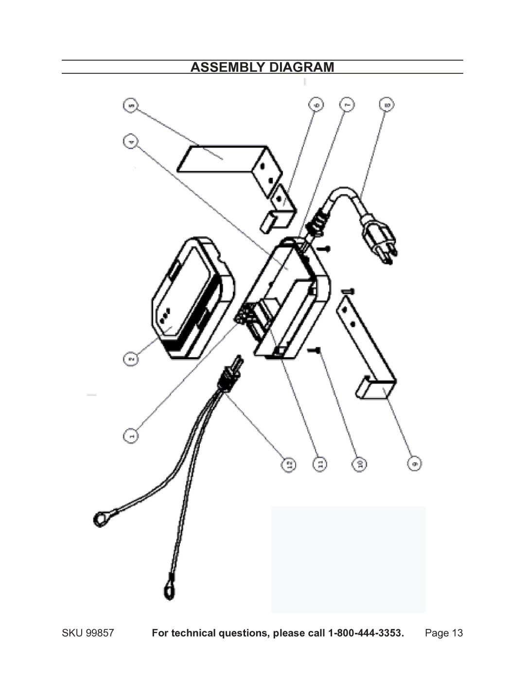 Chicago Electric 99857 operating instructions Assembly Diagram 