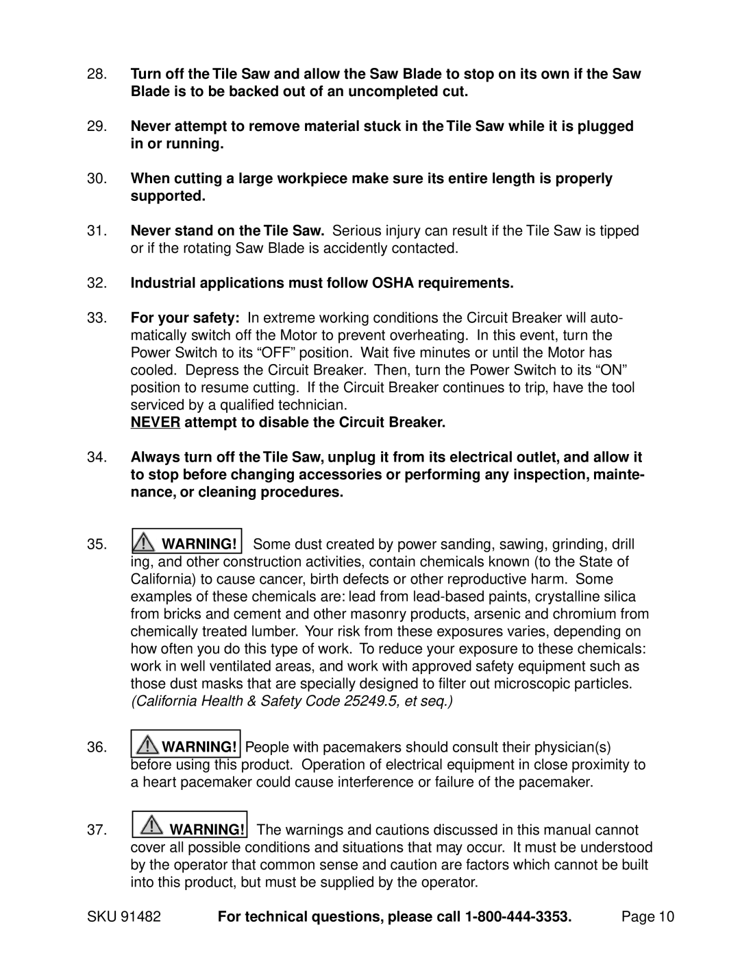 Chicago Electric Cookerhoods operating instructions Industrial applications must follow Osha requirements 