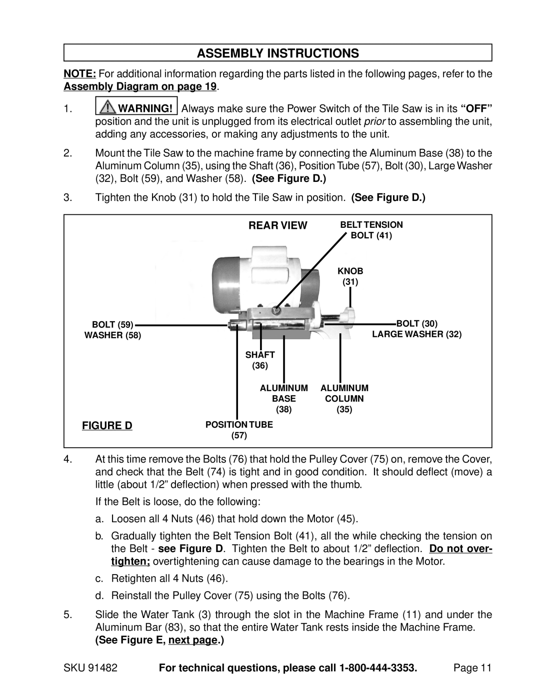 Chicago Electric Cookerhoods Assembly Instructions, Rear View, See Figure E, next SKU For technical questions, please call 