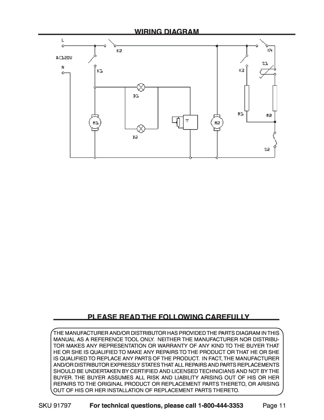 Chicago Electric ELECTRIC FIREPLACE HEATER WITH SINGLE GLASS DOOR Wiring Diagram, Please Read The Following Carefully 