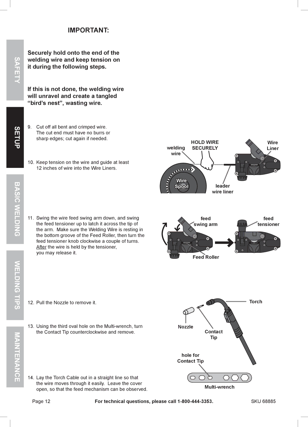 Chicago Electric MIG 170 owner manual Safety, Hold Wire welding Securely 