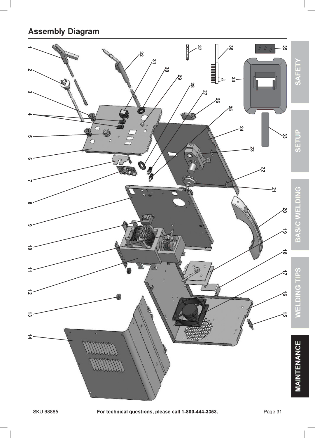 Chicago Electric MIG 170 owner manual Assembly Diagram, Welding, 3 4 5 6 7 8 9 10 11 12 13 