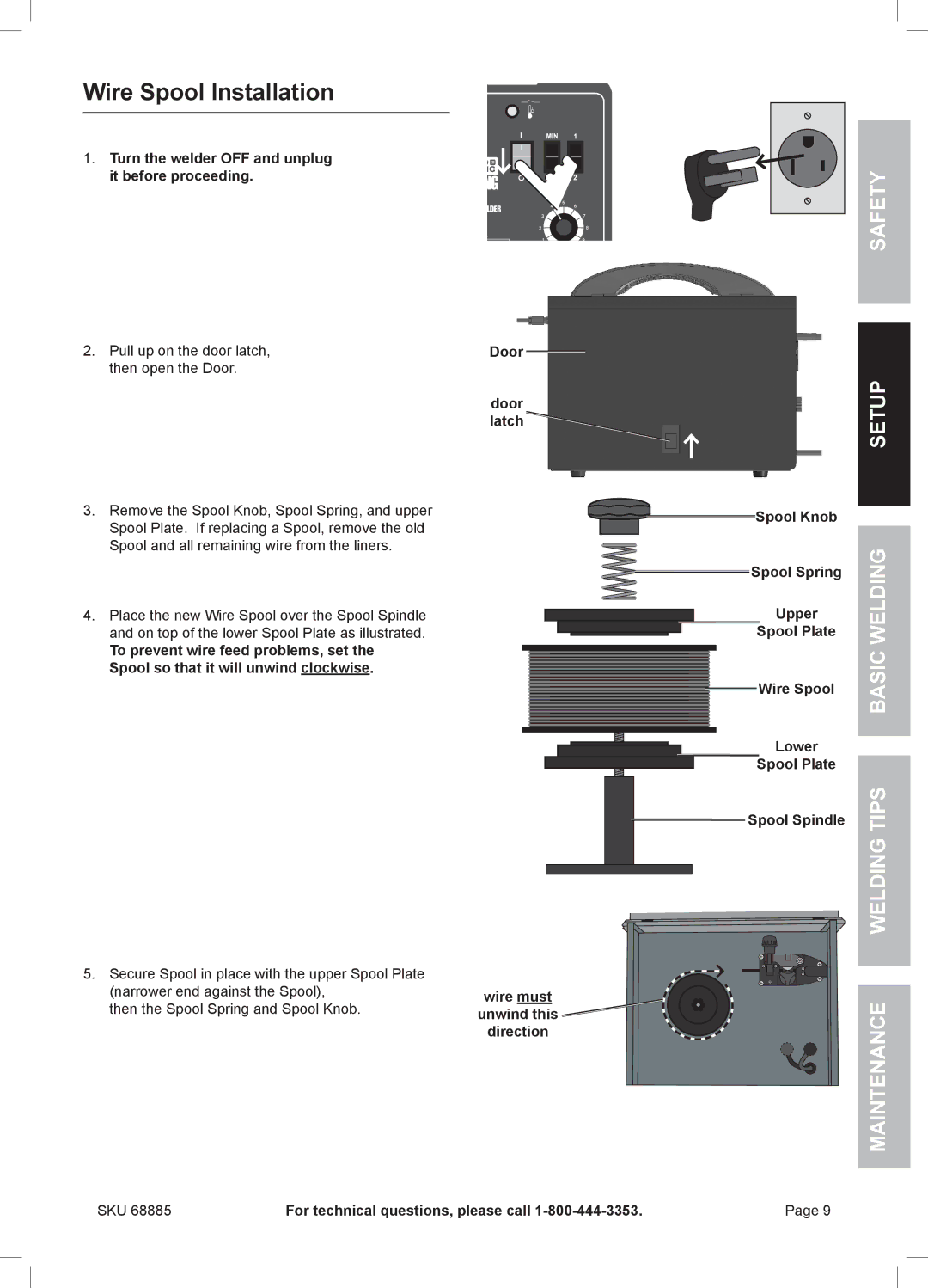 Chicago Electric MIG 170 owner manual Wire Spool Installation 