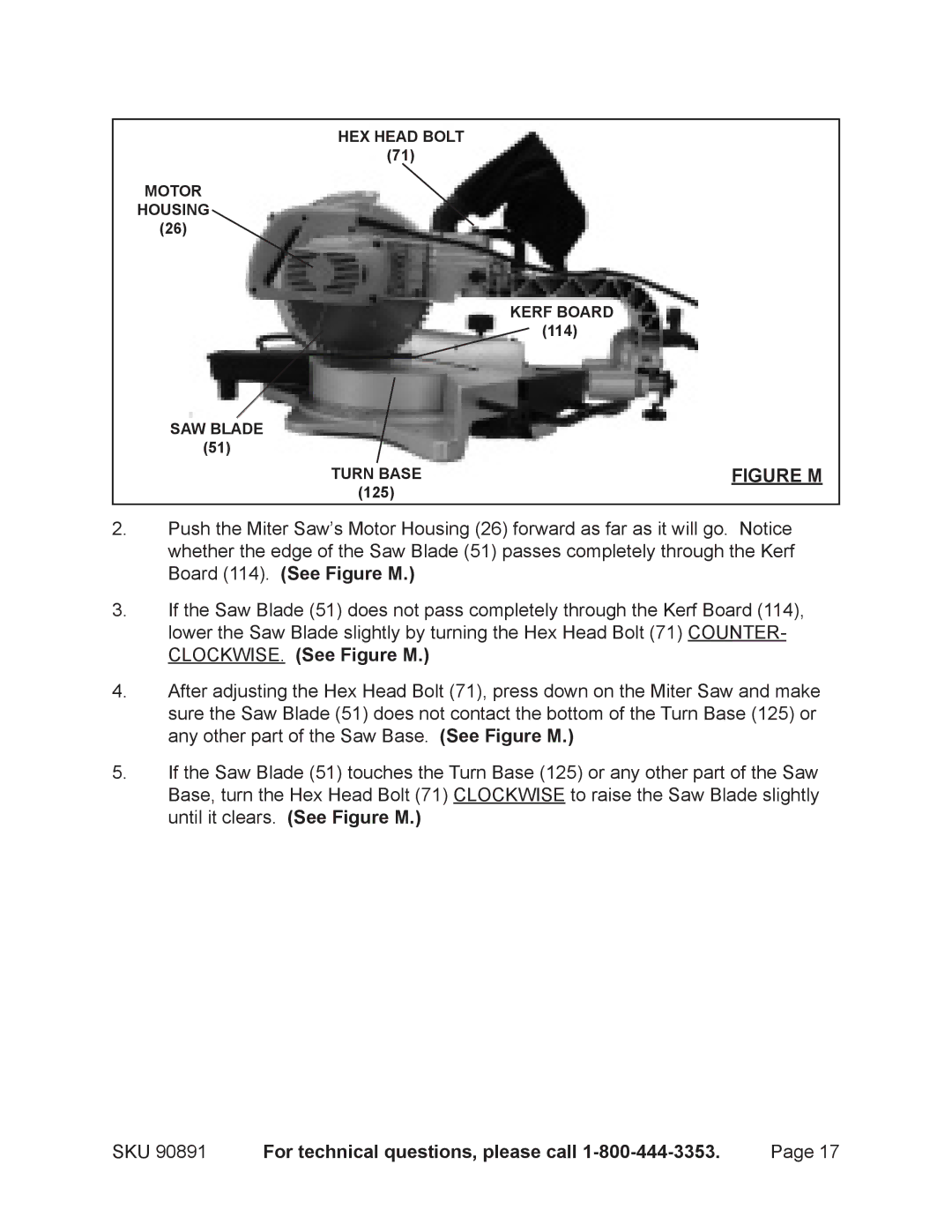 Chicago Electric Model 90891 operating instructions Figure M 