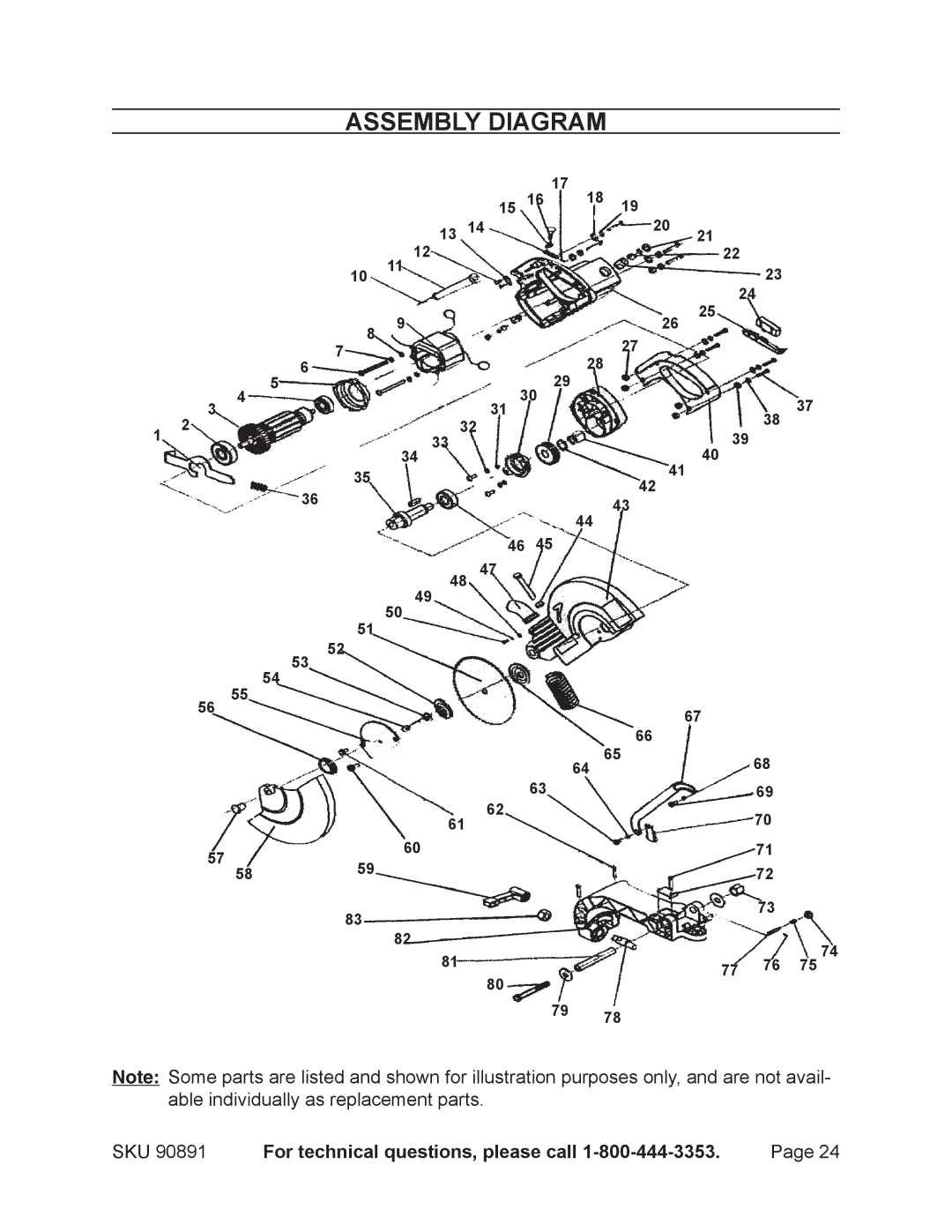 Chicago Electric Model 90891 operating instructions Assembly Diagram 