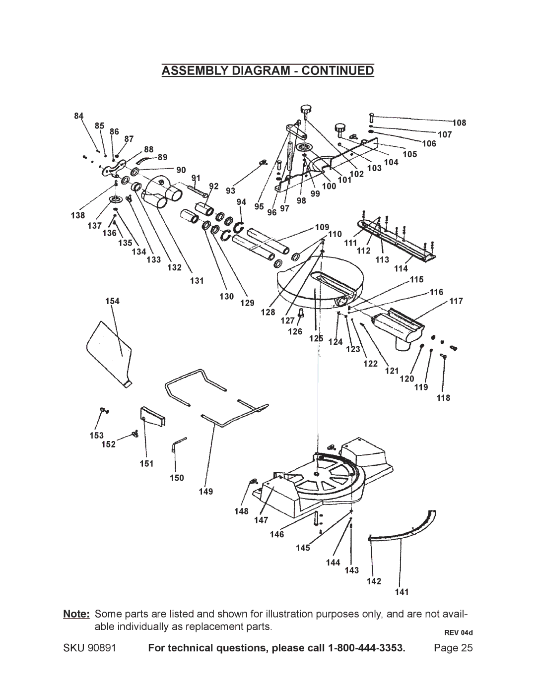 Chicago Electric Model 90891 operating instructions Assembly Diagram, SKU 90891 For technical questions, please call 