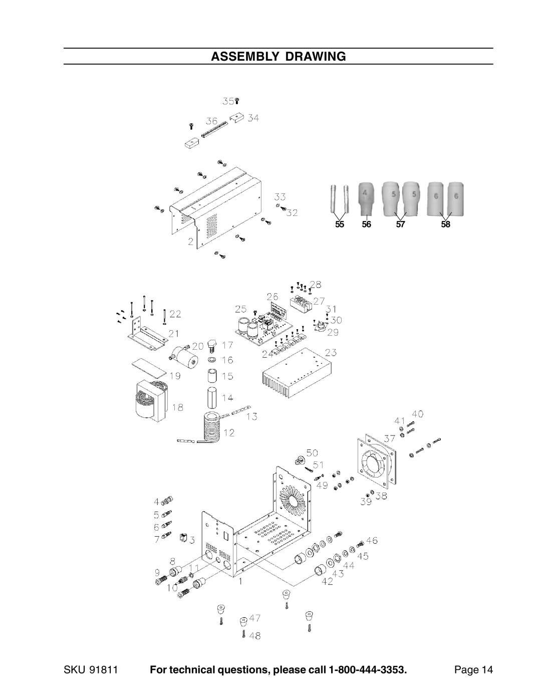 Chicago Electric Model 91811 operating instructions Assembly Drawing 