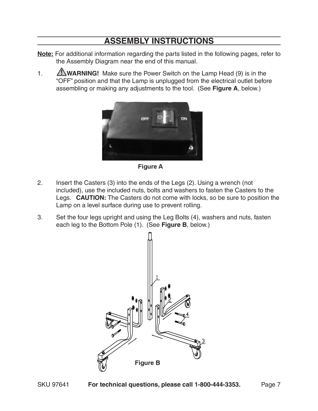 Chicago Electric Model 97641 manual Assembly Instructions, Figure a 