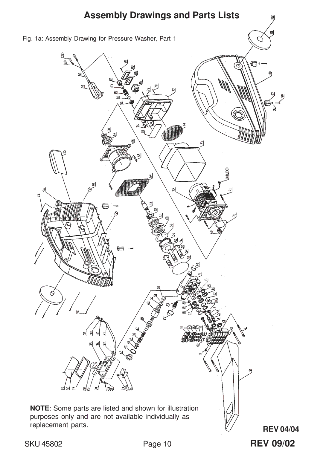 Chicago Electric SKU 45802 manual Assembly Drawings and Parts Lists 