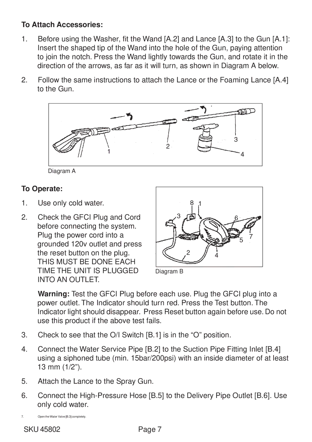 Chicago Electric SKU 45802 manual To Attach Accessories 