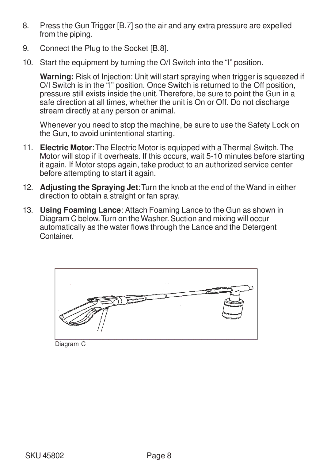 Chicago Electric SKU 45802 manual Diagram C 