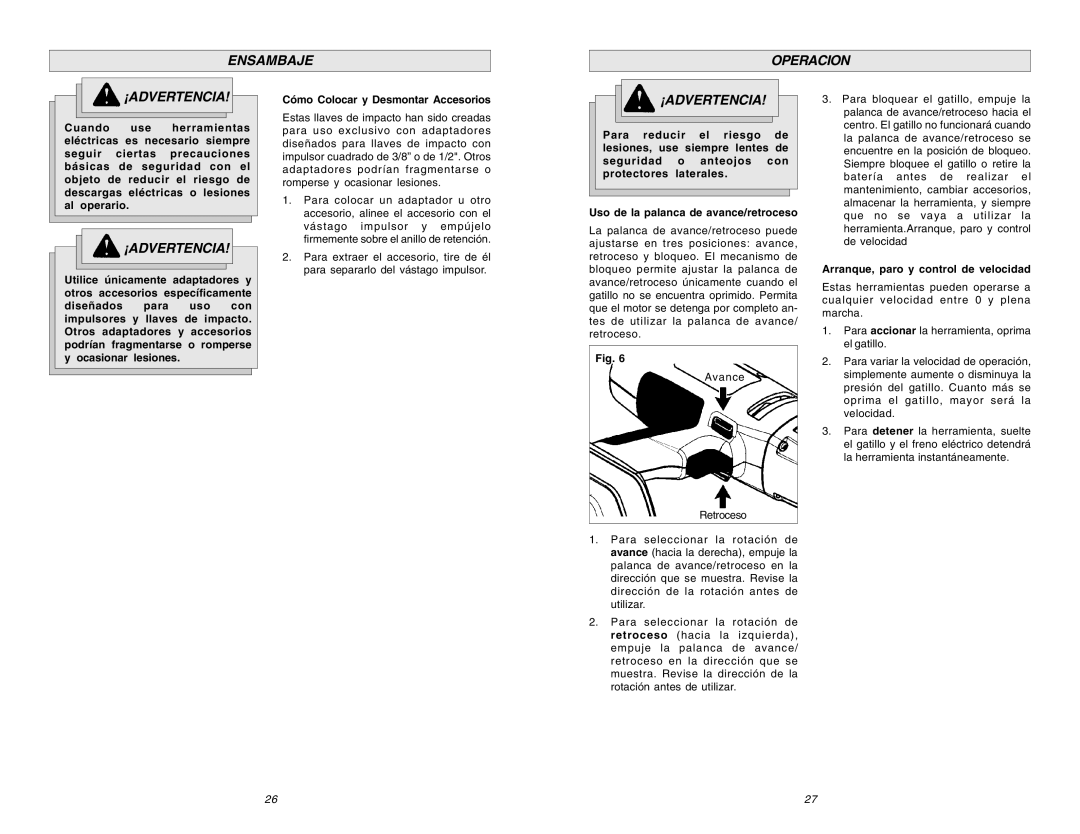 Chicago Pneumatic CP 8730 manual Ensambaje Operacion ¡ADVERTENCIA, Arranque, paro y control de velocidad 