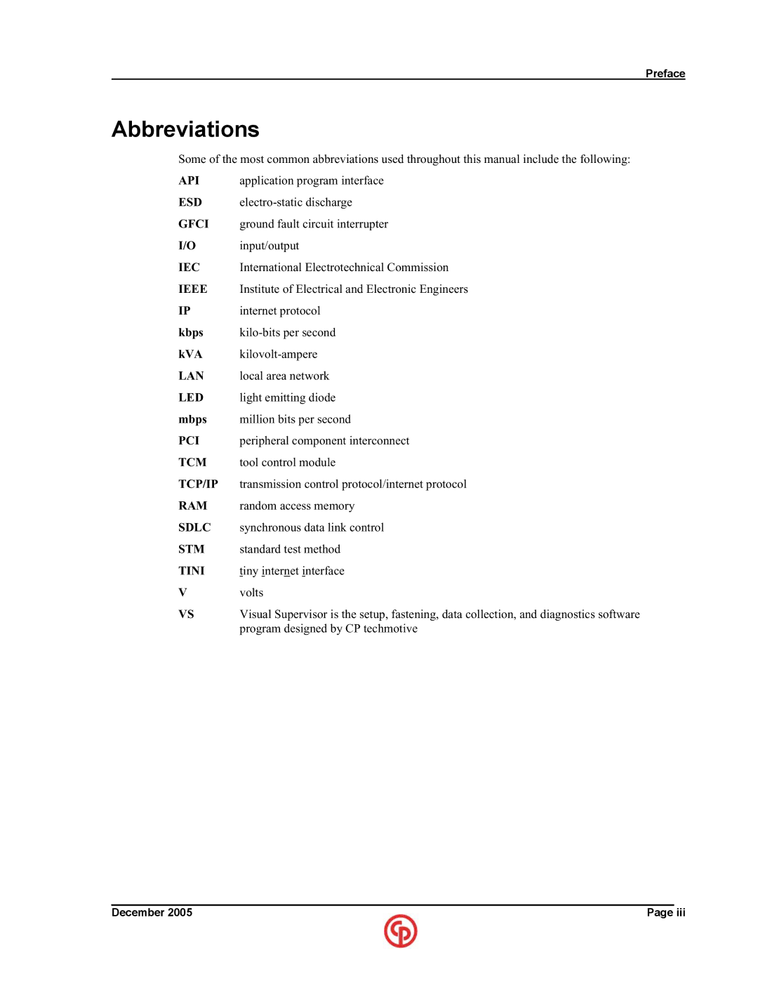 Chicago Pneumatic CS7000 manual Abbreviations, Ieee 