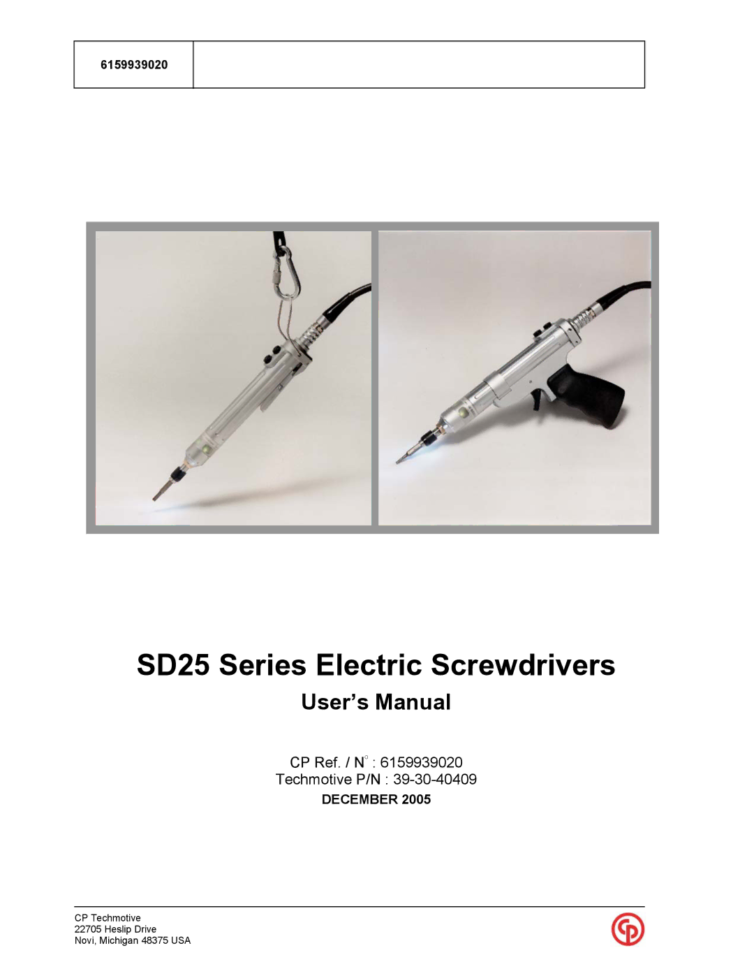 Chicago Pneumatic user manual SD25 Series Electric Screwdrivers, User’s Manual 