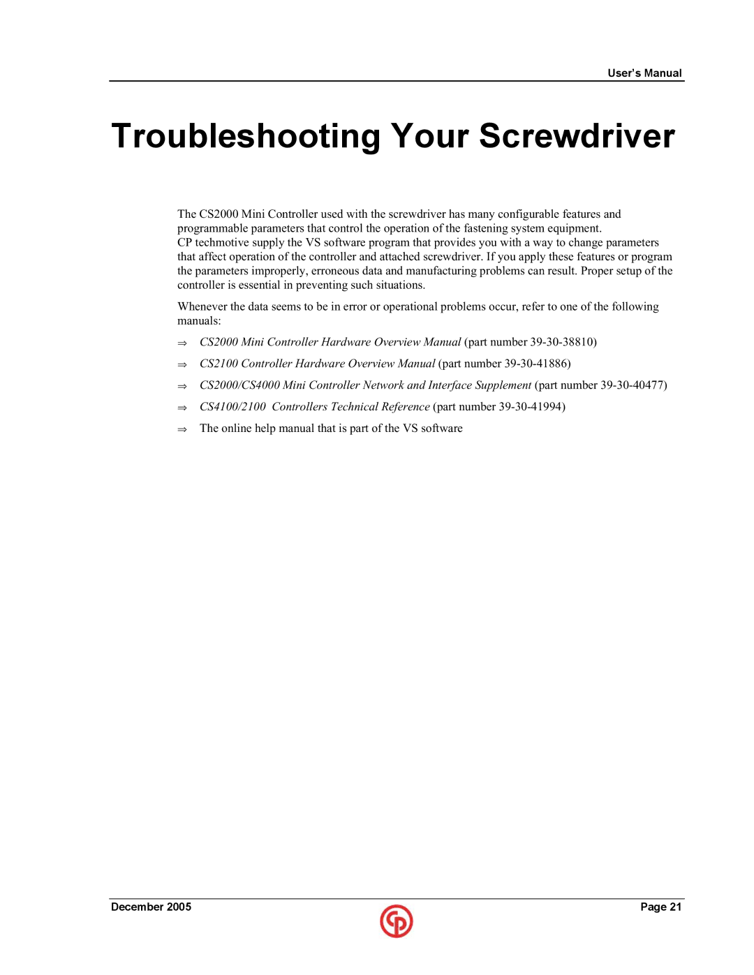 Chicago Pneumatic SD25 user manual Troubleshooting Your Screwdriver 