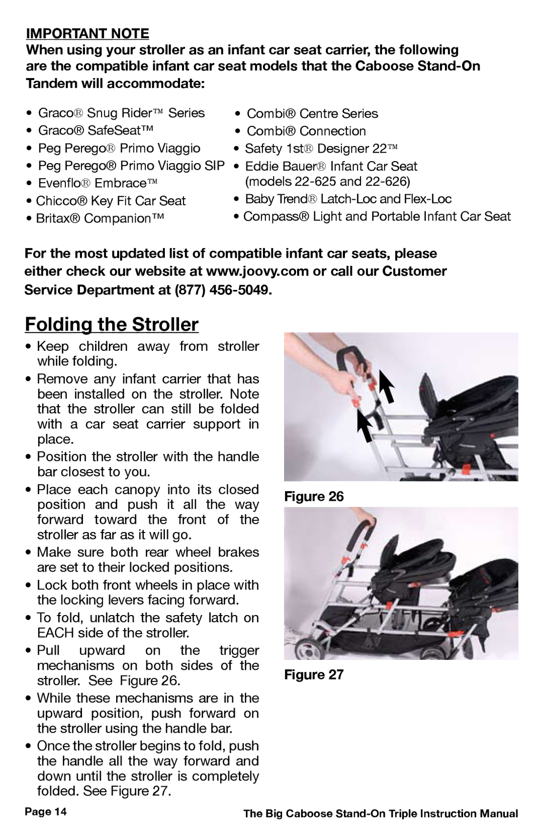 Chicco 437, 431, 430 manual Folding the Stroller, Important Note 