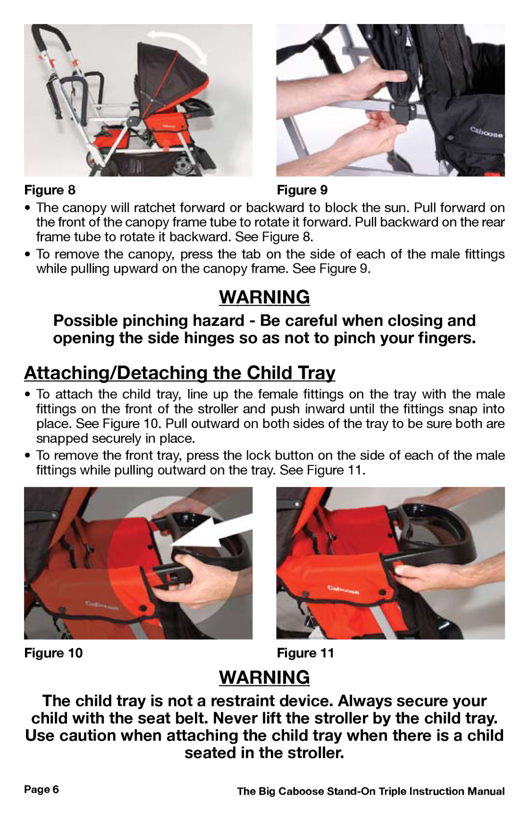 Chicco 431, 430, 437 manual Attaching/Detaching the Child Tray 