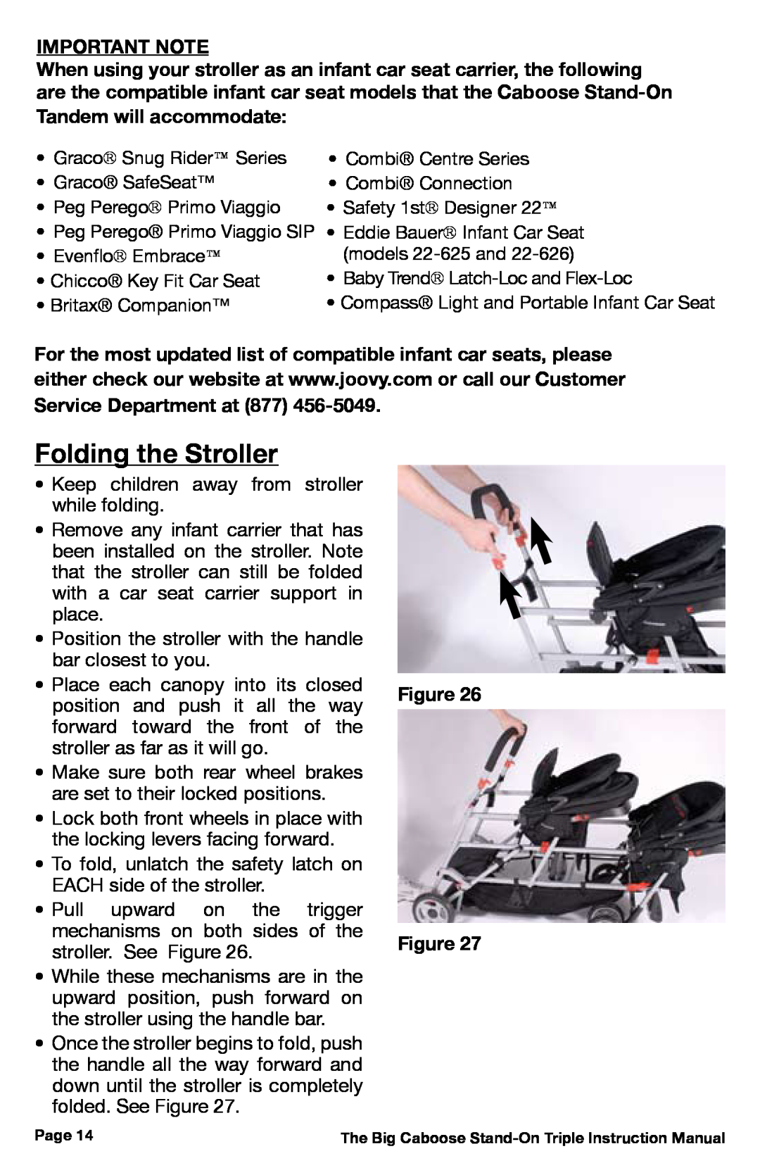 Chicco 437, 431, 430 manual Folding the Stroller, Important Note, Tandem will accommodate, Figure 6 Figure 7 