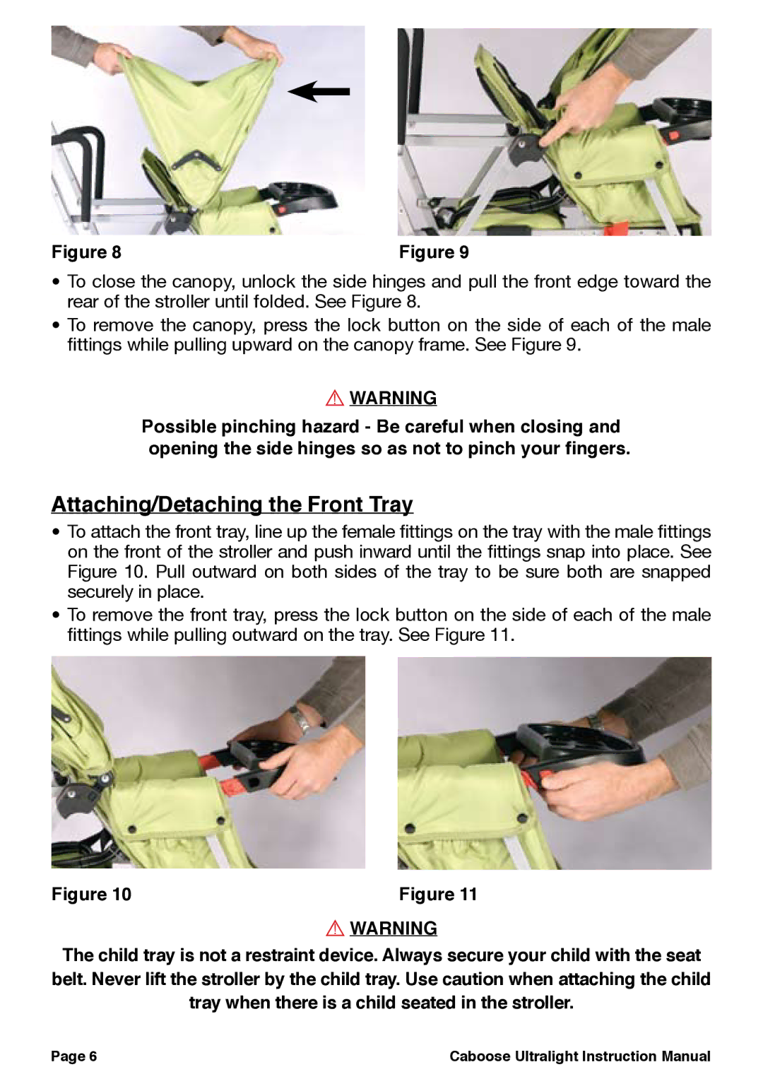 Chicco 457, 455, 458 manual Attaching/Detaching the Front Tray 