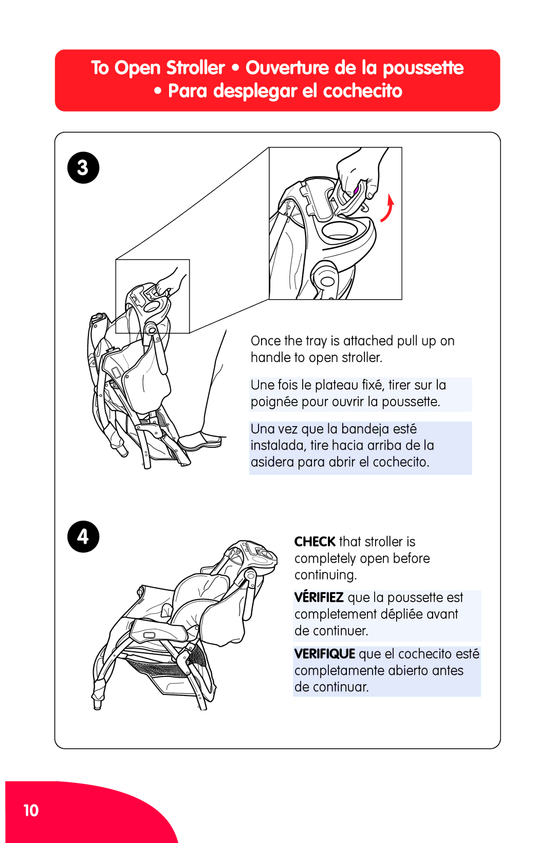 Chicco Ct 0.1 manual Once the tray is attached pull up on handle to open stroller 