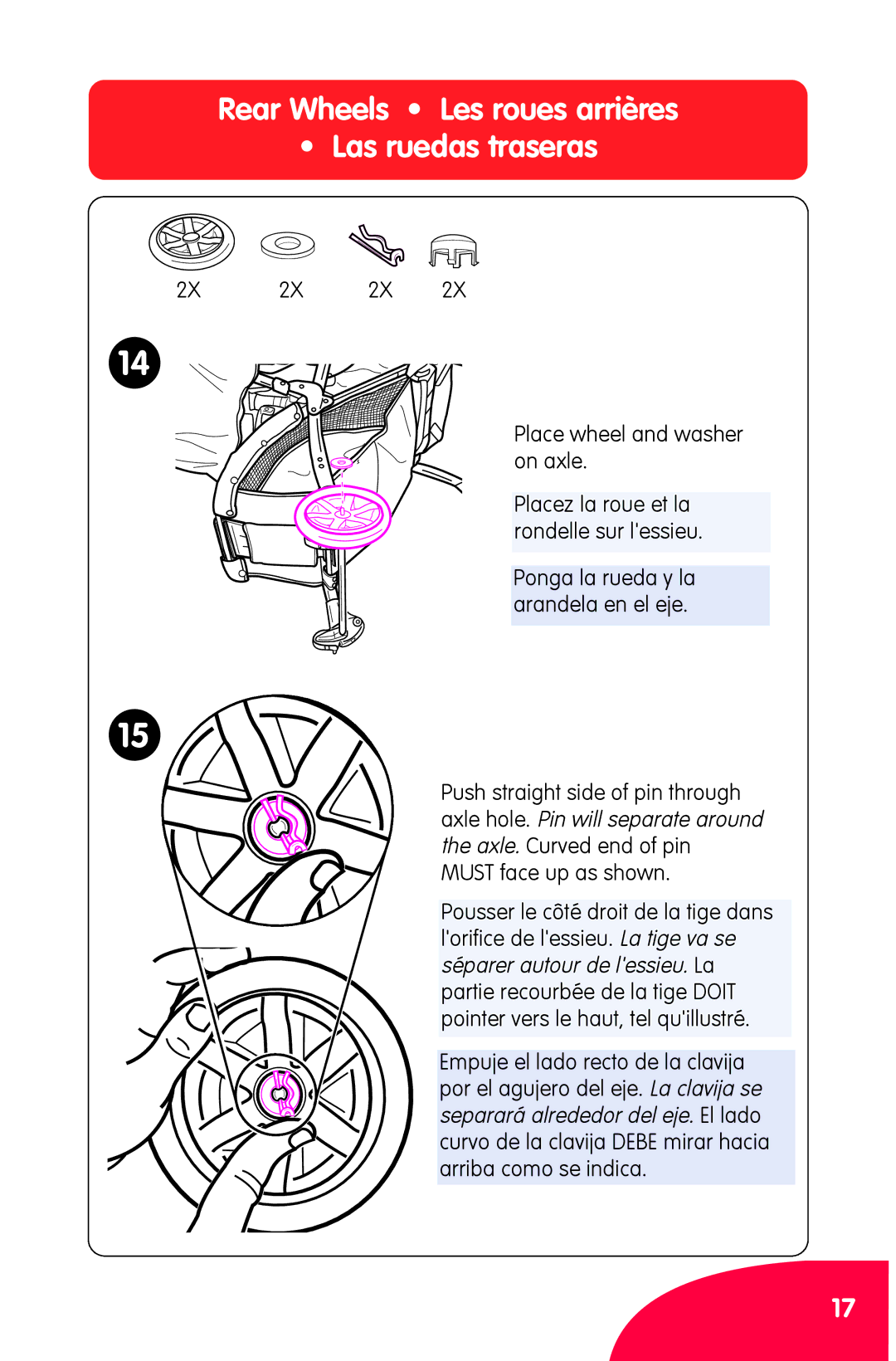 Chicco Ct 0.1 manual Rear Wheels Les roues arrières Las ruedas traseras 