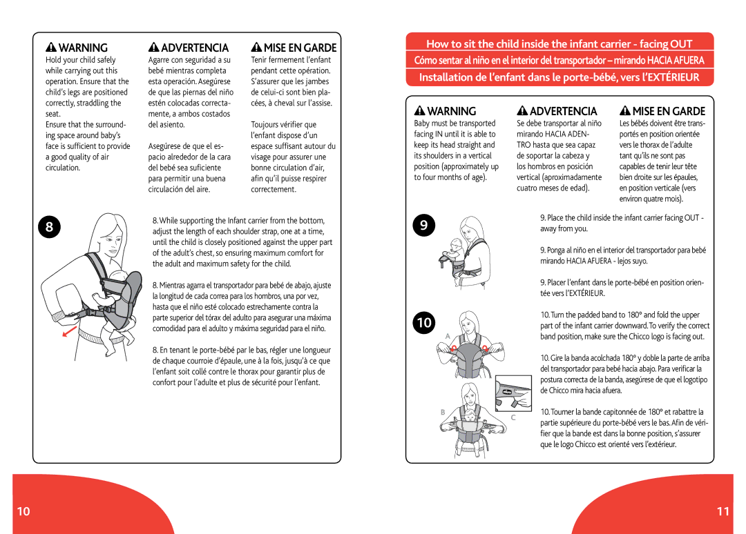 Chicco Infant Carrier manual Seat, Mente, a ambos costados del asiento 