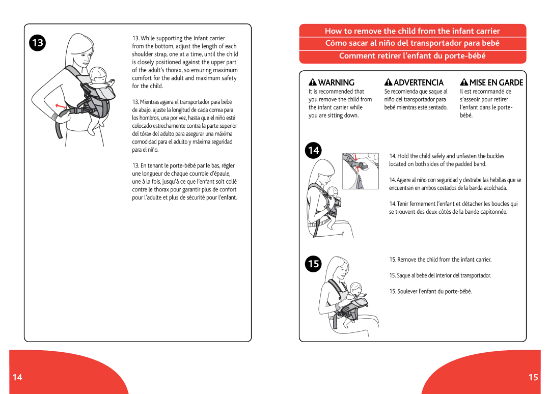 Chicco Infant Carrier manual For the child, Soulever l’enfant du porte-bébé 