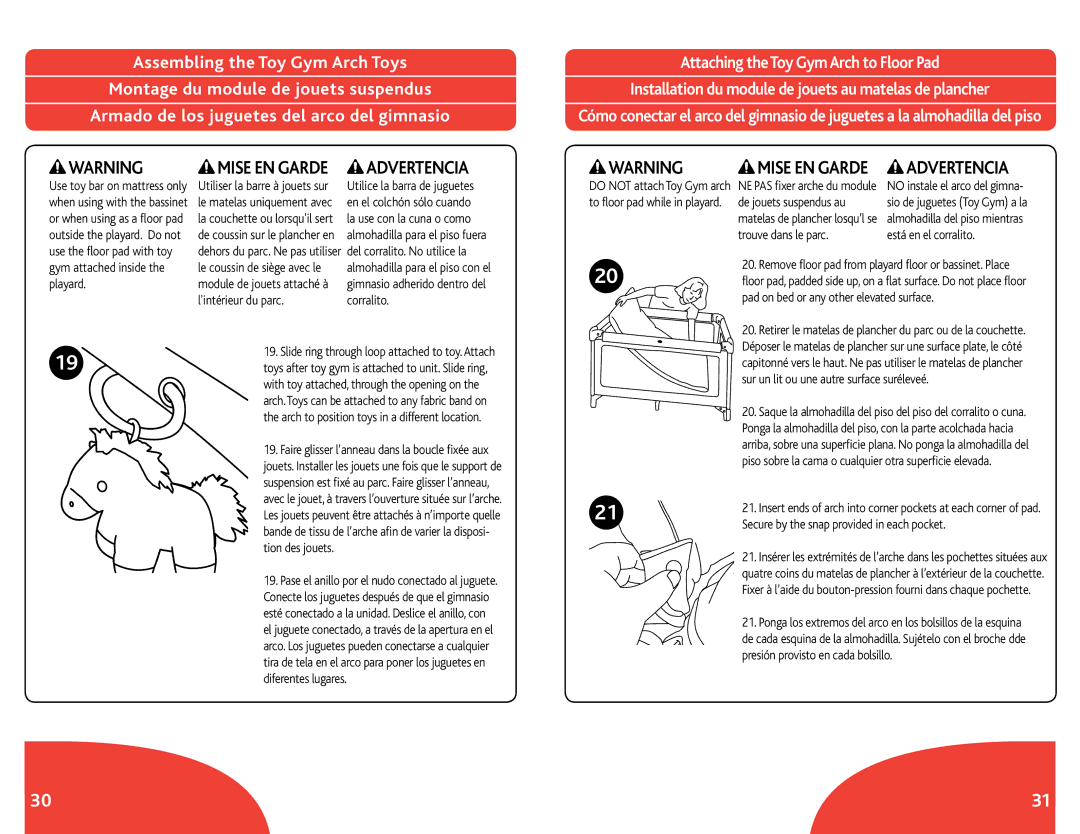 Chicco Lullaby LX manual Gym attached inside the playard 