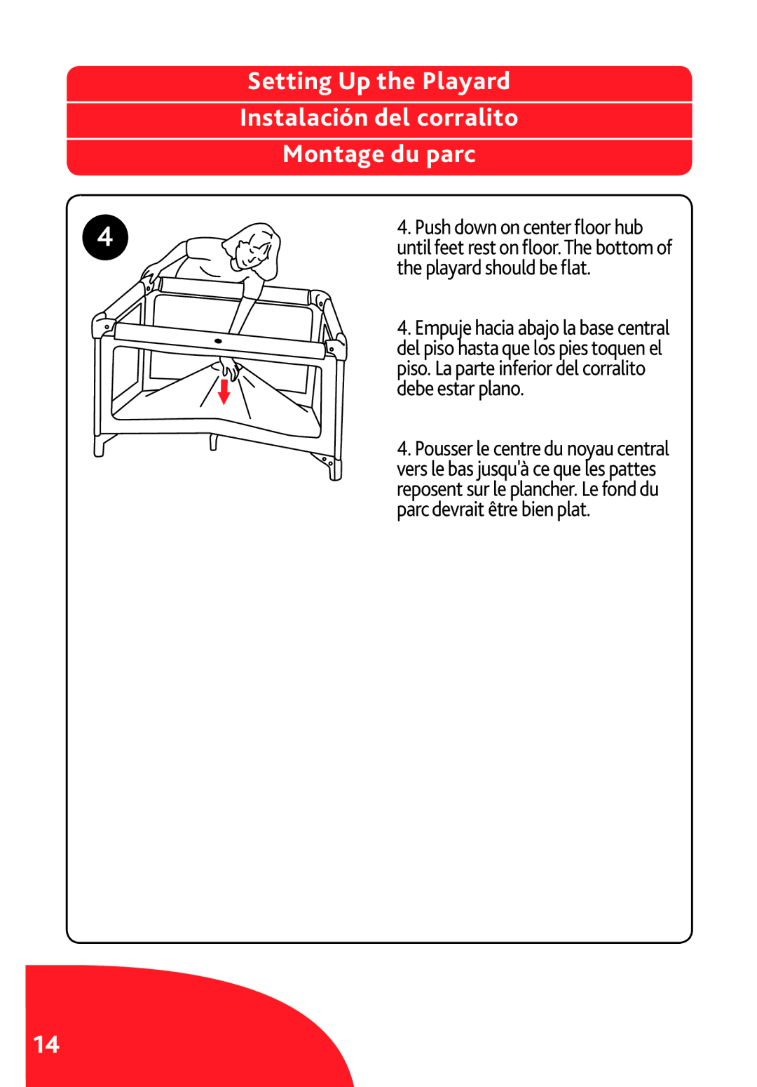 Chicco LX/SE manual Playard should be flat, Debe estar plano, Parc devrait être bien plat 