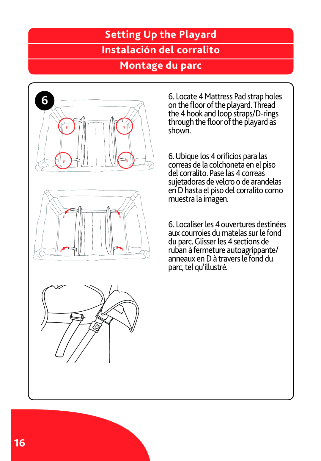 Chicco LX/SE manual Shown, Muestra la imagen, Parc, tel qu’illustré, Ubique los 4 orificios para las 