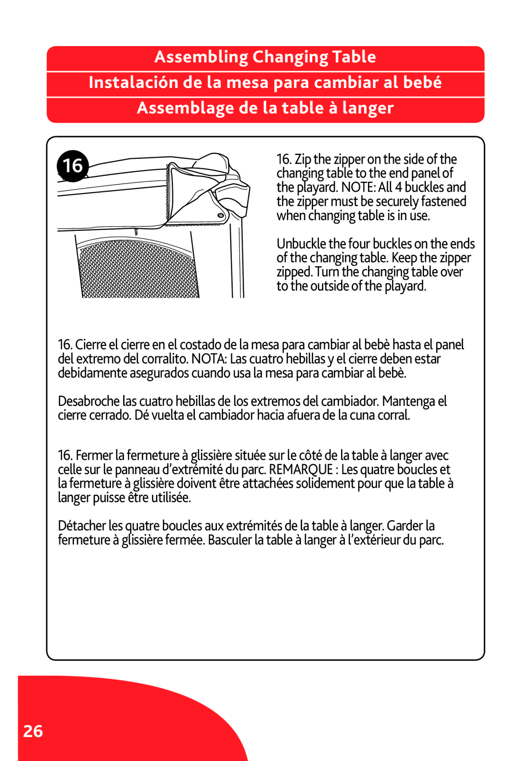 Chicco LX/SE manual When changing table is in use 