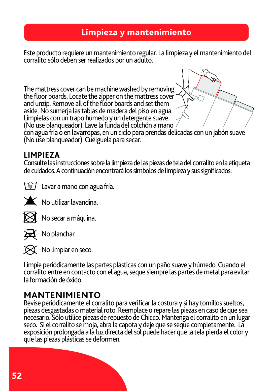 Chicco LX/SE manual Limpieza y mantenimiento 