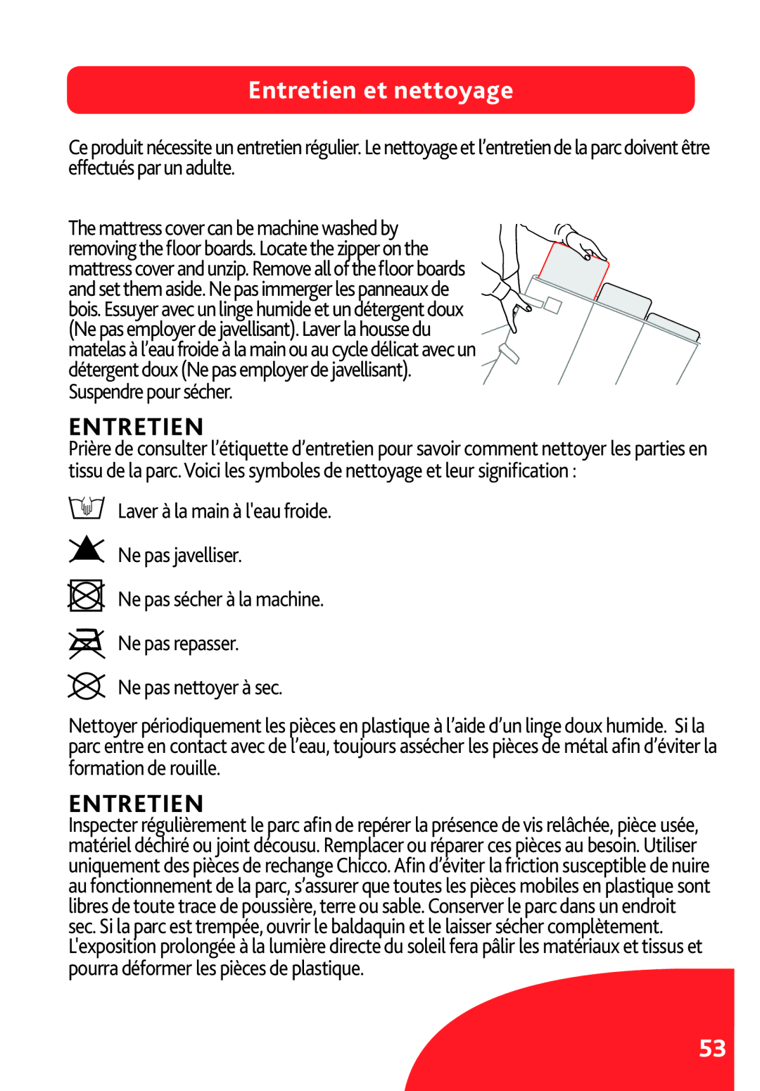 Chicco LX/SE manual Entretien et nettoyage 