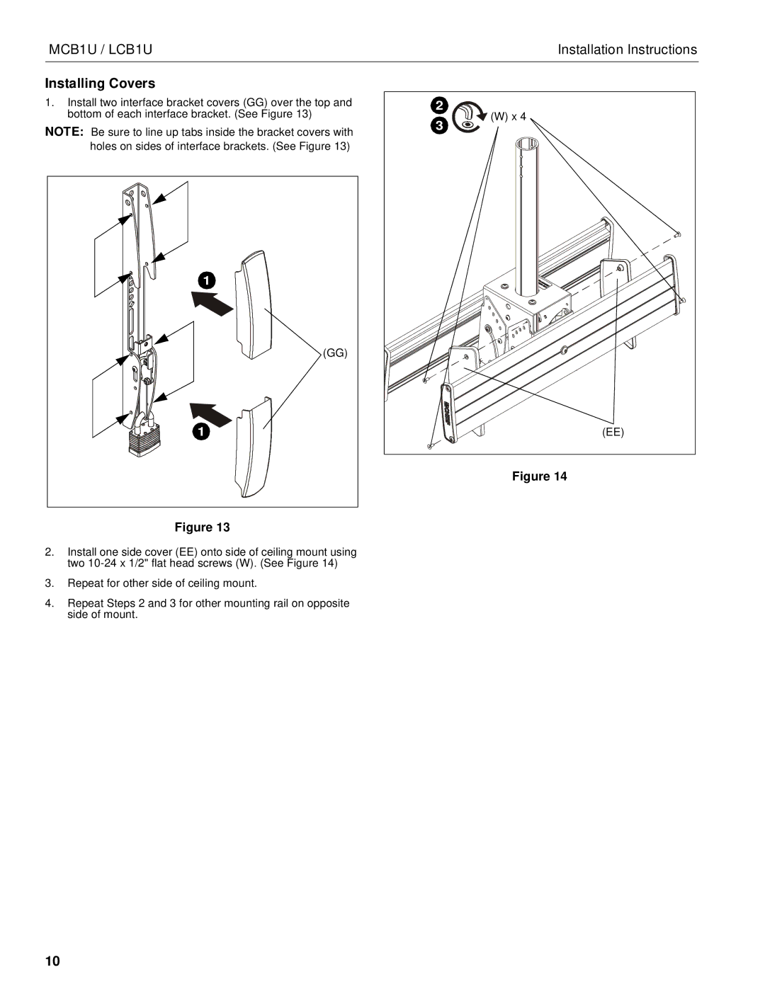 Chief Manufacturing chief back-to-back flat panel ceiling mounts installation instructions Installing Covers 