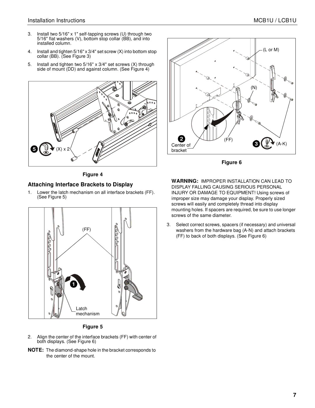 Chief Manufacturing chief back-to-back flat panel ceiling mounts Attaching Interface Brackets to Display 