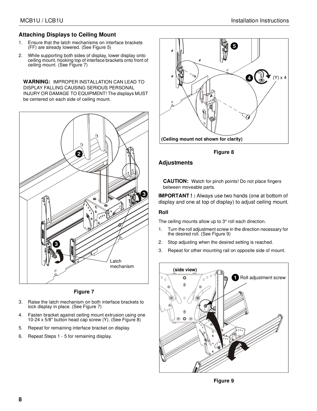 Chief Manufacturing chief back-to-back flat panel ceiling mounts Attaching Displays to Ceiling Mount, Adjustments 