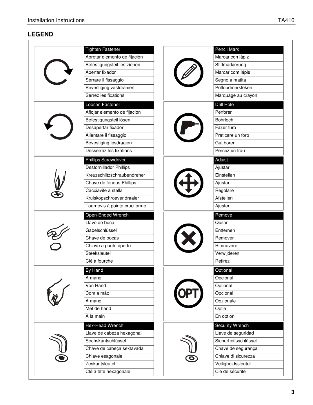 Chief Manufacturing chief installation instructions Installation Instructions TA410 