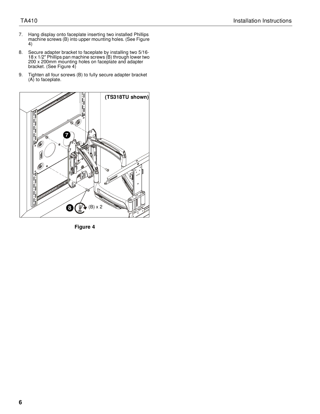 Chief Manufacturing chief installation instructions TS318TU shown 