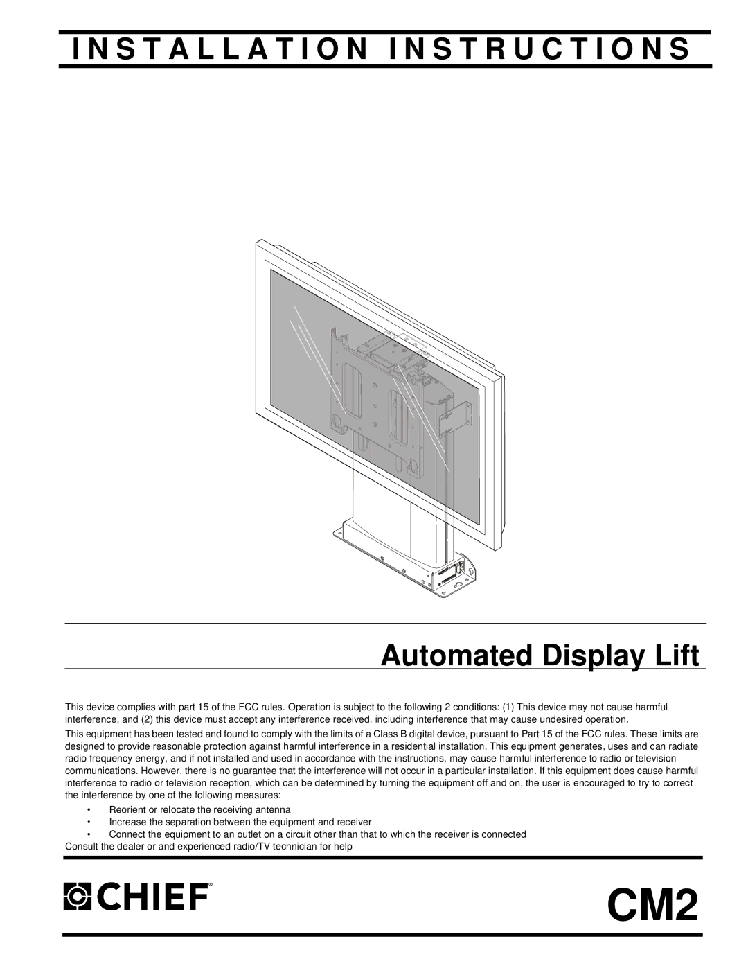 Chief Manufacturing CM2 installation instructions 