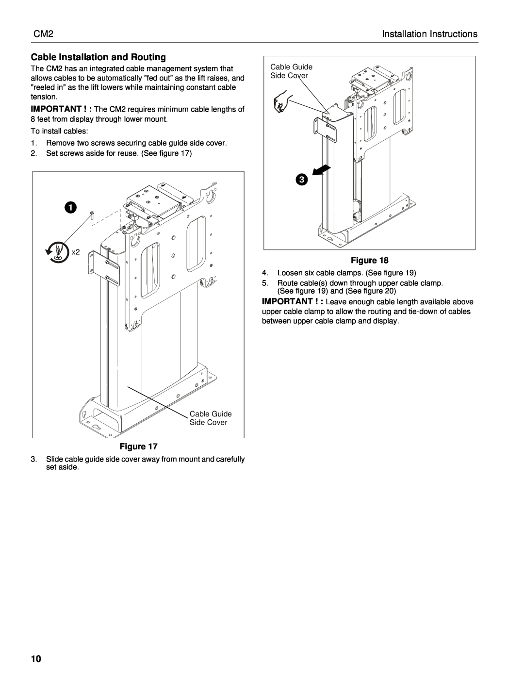 Chief Manufacturing CM2 installation instructions Cable Installation and Routing, Installation Instructions 
