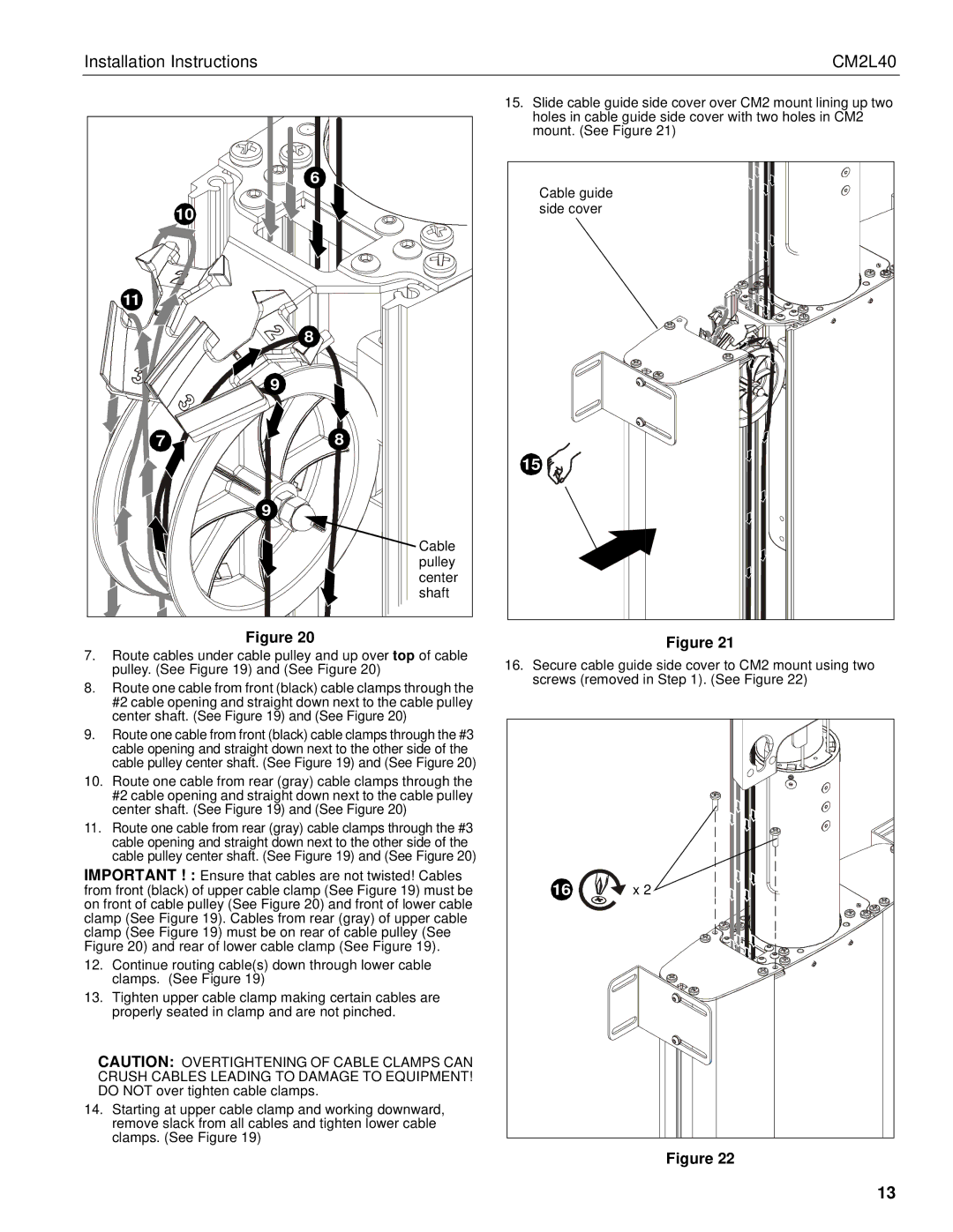 Chief Manufacturing CM2L40 installation instructions Cable 