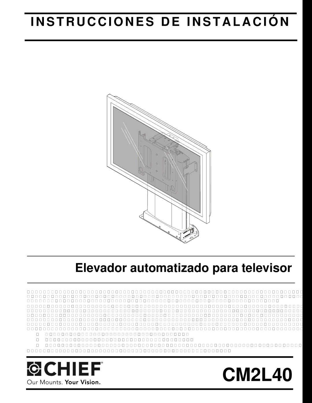 Chief Manufacturing CM2L40 installation instructions Elevador automatizado para televisor 