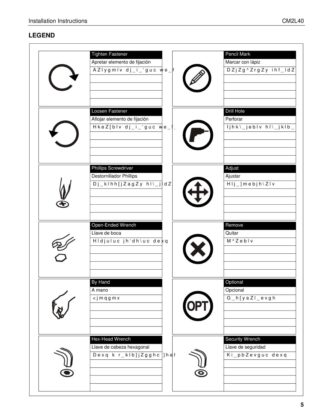 Chief Manufacturing CM2L40 installation instructions Tighten Fastener Pencil Mark 