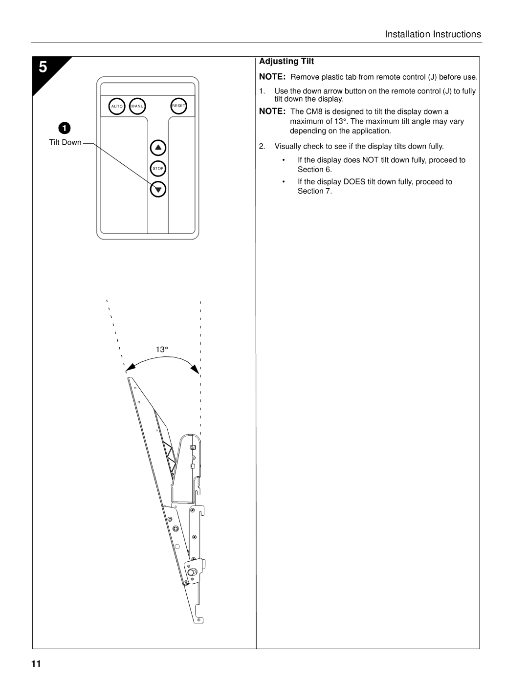 Chief Manufacturing CM8 installation instructions Adjusting Tilt 