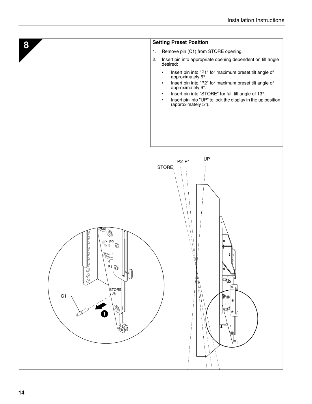 Chief Manufacturing CM8 installation instructions Setting Preset Position 