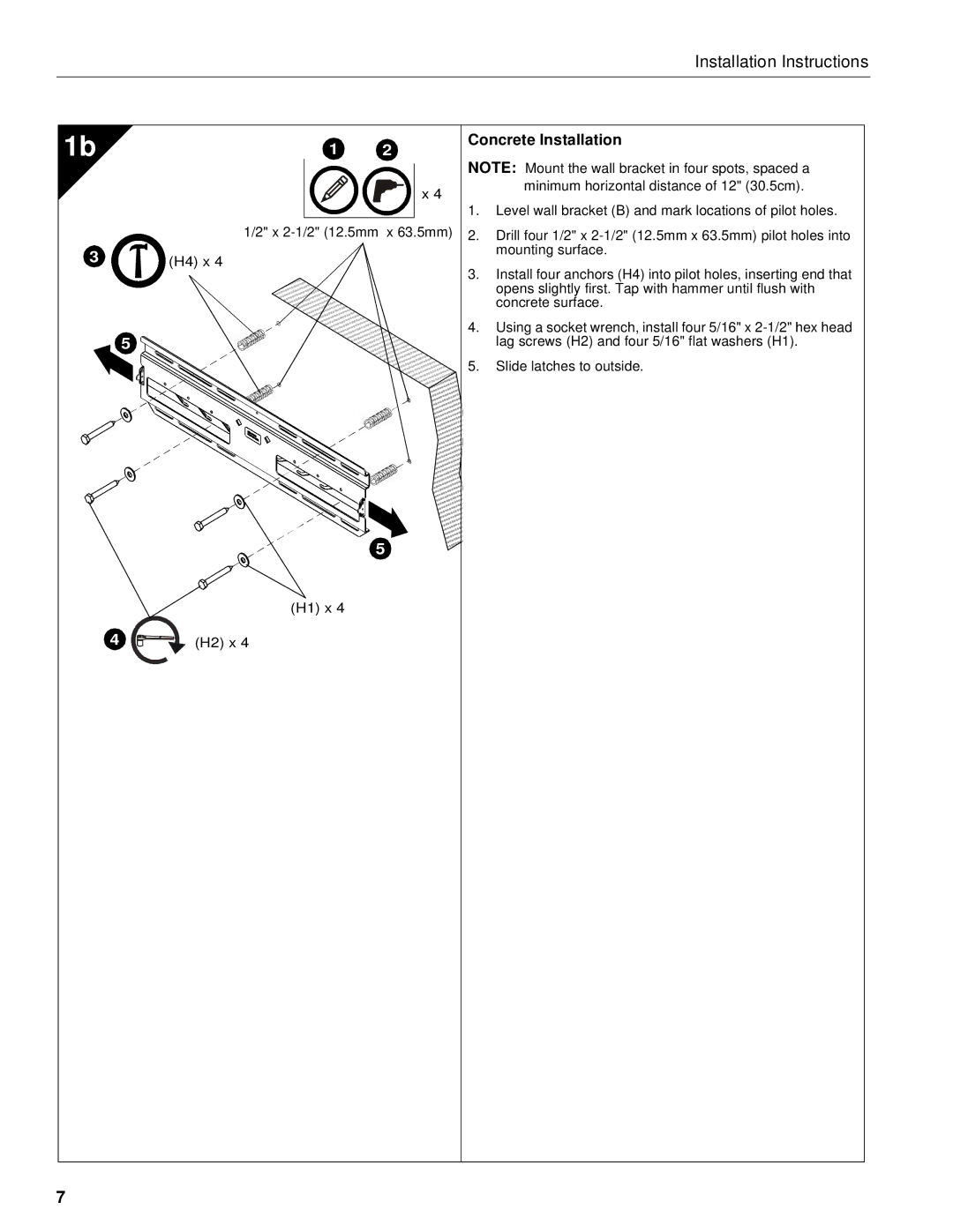 Chief Manufacturing CM8 installation instructions Concrete Installation 