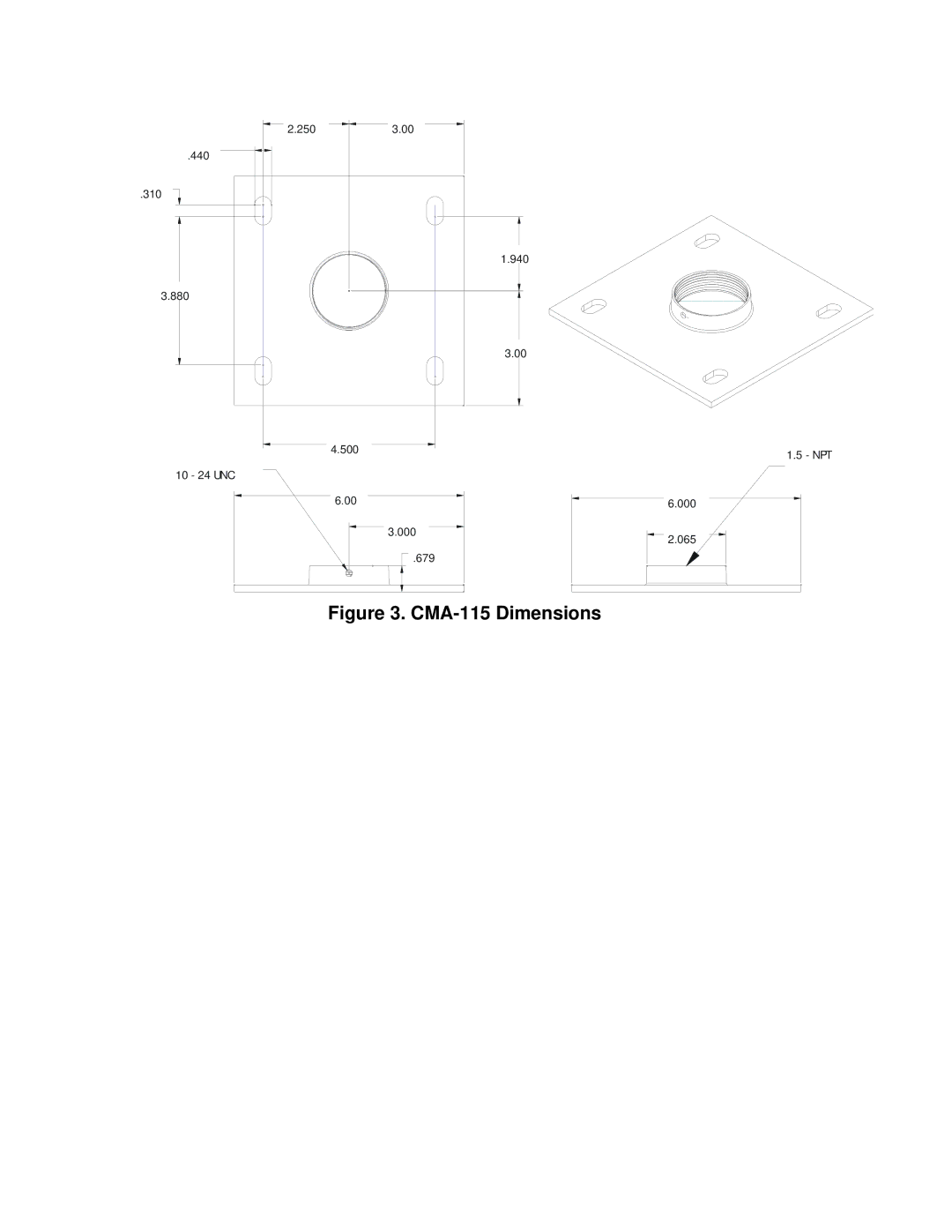 Chief Manufacturing CMA-110 installation instructions CMA-115 Dimensions 