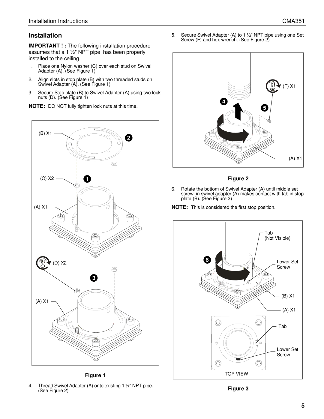 Chief Manufacturing CMA351 installation instructions Installation 